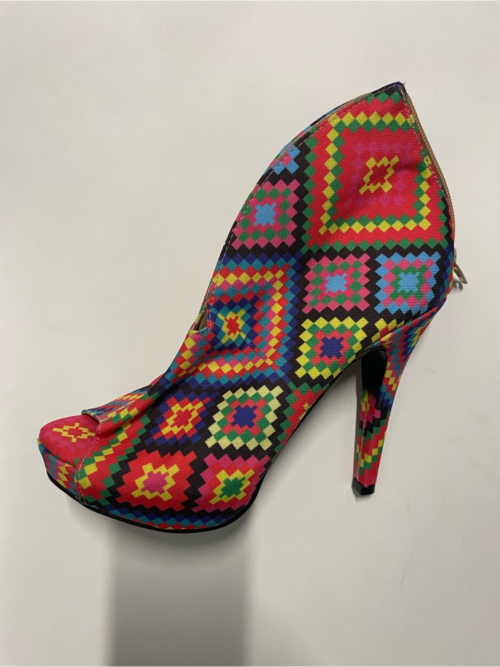 Othr Multicolor Crochet Platform Peep-Toe Booties